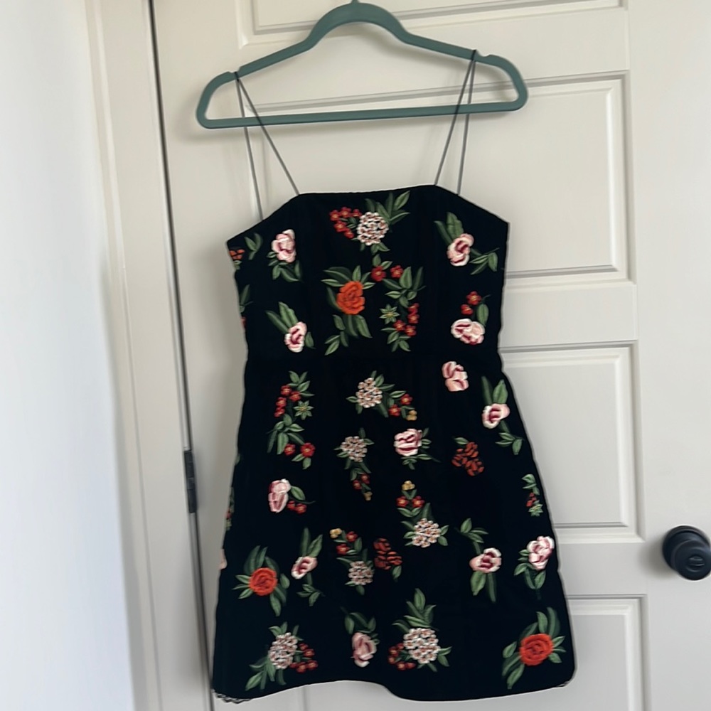 Velvet Alice Olivia Dress with Embroidered Flowers